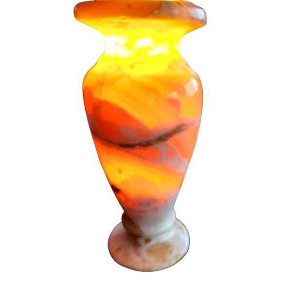 Vintage Marbled Onyx Alabaster Stone Vase 7.25 inches tall x 3 inches wide - Picture 13 of 15